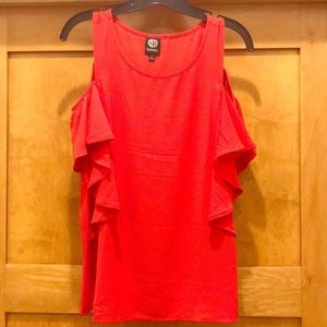 Bobeau crepe cold shoulder blouse